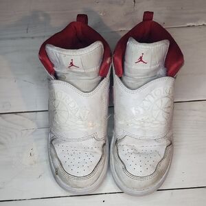 Jordan Kids White and Red Sneakers